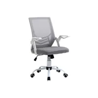 fauteuil de bureau vinsetto chaise de bureau ergonomique support lombaires hauteur réglable pivotante 360° accoudoirs relevables polyester maille gris