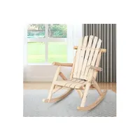 chaise longue - transat giantex chaise à bascule de jardin en bois massif,, 96 x 65 x 98cm,accoudoir à dossier haut siège incurvé angle d'inclinaison de 45°