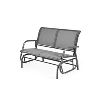 chaise de jardin giantex fauteuil 2 places gris 123,5 cm x 71 cm x 87 cm en acier tissu textilène charge 180kg pour extérieur