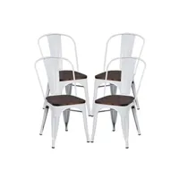 chaise giantex 4 chaises de salle à manger empilables blanc, style industriel en acier convient pour bistrot, cuisine, bar, café, jardin, balcon