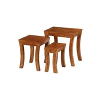 table d'appoint vidaxl table gigogne 3 pcs bois massif d'acacia 50x35x50 cm marron