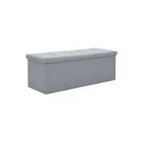 banc coffre vidaxl banc de rangement pliable faux lin 110 x 38 x 38 cm gris clair