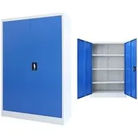 armoire de bureau vidaxl armoire de bureau métal 90 x 40 x 140 cm gris et bleu