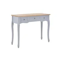 table d'appoint vidaxl table de console et coiffeuse avec 3 tiroirs gris