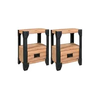 table de chevet vidaxl tables de chevet 2 pcs bois d'acacia massif acier 40x30x54 cm