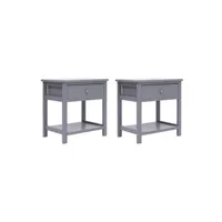 table de chevet vidaxl tables de chevet 2 pcs gris 40x29x42 cm bois de paulownia