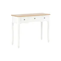 table d'appoint vidaxl table de console et coiffeuse avec 3 tiroirs blanc