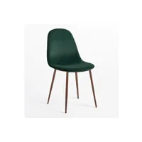 chaise sklum chaise de salle à manger en velours glamm bois foncé vert jungle 86 cm