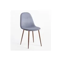 chaise sklum chaise de salle à manger en velours glamm bois foncé delfín 86 cm