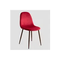 chaise sklum chaise de salle à manger en velours glamm bois foncé rouge 86 cm