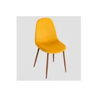 chaise sklum chaise de salle à manger en velours glamm bois foncé moutarde 86 cm