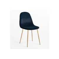 chaise sklum chaise de salle à manger en velours glamm bois naturel cobalto 86 cm