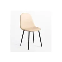 chaise sklum pack 2 chaises de salle à manger en similicuir glamm noir beige crème 86 cm