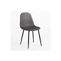 chaise sklum pack 4 chaises de salle à manger en similicuir glamm noir anthracite 86 cm