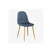 chaise sklum pack 2 chaises de salle à manger glamm bois naturel bleu marin 86 cm