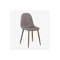 chaise sklum pack 4 chaises de salle à manger glamm bois foncé gris taupe 86 cm
