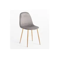 chaise sklum pack 2 chaises de salle à manger en velours côtelé glamm bois naturel gris clair 86 cm