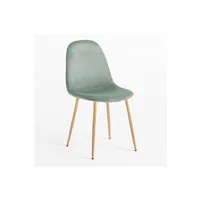 chaise sklum pack 2 chaises de salle à manger en velours côtelé glamm bois naturel vert menthe 86 cm
