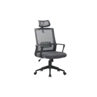 fauteuil de bureau sklum chaise de bureau avec roulettes et appui-tête teill black gris 117,5 - 125 cm