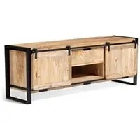 meubles tv sklum meuble tv en bois kiefer style black&natural 56 cm