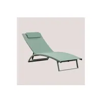 chaise longue - transat sklum transat inclinable en aluminium dulem céladon 32 - 96 cm