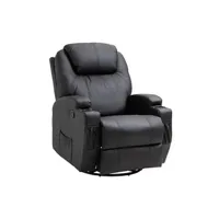 fauteuil de relaxation homcom fauteuil luxe de relaxation et massage inclinaison dossier repose-pied réglable revêtement synthétique noir