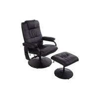 fauteuil de relaxation homcom fauteuil de massage et relaxation électrique pivotant inclinable avec repose-pied revêtement synthétique noir