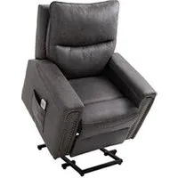 fauteuil de relaxation homcom fauteuil releveur de massage électrique fauteuil de relaxation inclinable avec repose-pied télécommande revêtement synthétique tissu 86 x 92,5 x 104