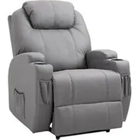 fauteuil de relaxation homcom fauteuil luxe de relaxation et massage inclinaison dossier repose-pied électrique revêtement synthétique gris