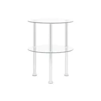 table d'appoint vidaxl table d'appoint 2 niveaux transparent 38 cm verre trempé
