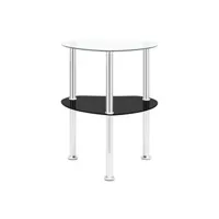 table d'appoint vidaxl table 2 niveaux transparent et noir 38x38x50 cm verre trempé