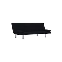 canapé droit vidaxl canapé-lit avec deux oreillers noir polyester