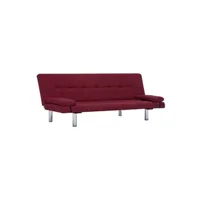 canapé droit vidaxl canapé-lit avec deux oreillers rouge bordeaux polyester