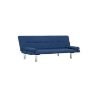 canapé droit vidaxl canapé-lit avec deux oreillers bleu polyester