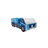 lit enfant topbeds lit camion police bleu 70x140 cm - sommier et matelas inclus