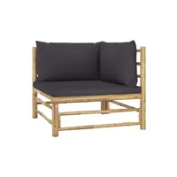ensemble table et chaises vidaxl canapé d'angle de jardin avec coussins gris foncé bambou