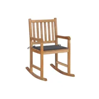 rocking chair vidaxl chaise à bascule avec coussin anthracite bois de teck solide