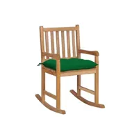 rocking chair vidaxl chaise à bascule avec coussin vert bois de teck solide