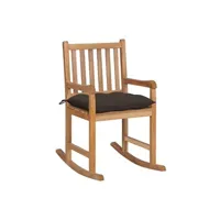 rocking chair vidaxl chaise à bascule avec coussin taupe bois de teck solide