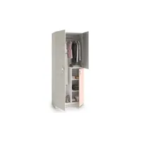 armoire pegane armoire enfant avec 2 portes coloris blanc alpes / rose - 90 cm (longueur) x 200 cm (hauteur) x 52 cm (profondeur)