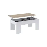 table basse pegane table basse relevable coloris blanc artik/ chêne canadien -100 cm (longueur) x 50 cm (profondeur) x 45-55 cm (hauteur)
