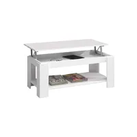 table basse pegane table basse relevable coloris blanc artic - 102 cm (longueur) x 43-54 cm (hauteur) x 50 cm (profondeur)