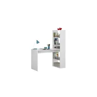 bureau droit pegane table de bureau avec étagère réversible coloris blanc artik - 120 cm (longueur) x 53 cm (profondeur) x 144 cm (hauteur)