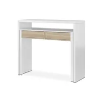 bureau droit pegane table console extensible convertible en bureau coloris blanc et chêne - hauteur 88 x longueur 99 x profondeur 36-70 cm