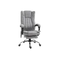 fauteuil de relaxation homcom fauteuil de bureau direction massant chauffant hauteur réglable dossier inclinable repose-pied revêtement synthétique gris