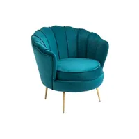 fauteuil de relaxation homcom fauteuil coquillage fauteuil design dim. 79l x 77l x 77h cm pieds dorés effilés velours bleu canard