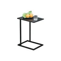 table basse homcom table basse table d'appoint guéridon bout de canapé intérieur extérieur métal époxy noir