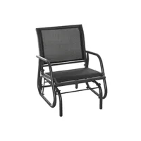 rocking chair outsunny fauteuil à bascule de jardin rocking chair design contemporain métal textilène noir