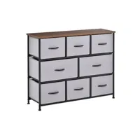 armoire homcom commode meuble de rangement 8 tiroirs pliables en tissu 100 x 30 x 78,5 cm gris