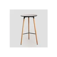 table haute sklum table haute ronde en mdf et métal (ø60 cm) royal design black&natural 104 cm
